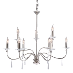 Lampa wisząca Finsbury Park – 9 źródeł światła – Polerowany nikiel FP9-POL-NICKEL Elstead Lighting