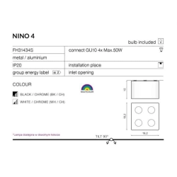 Plafon NINO 4 BLACK AZ1388 AZZARDO