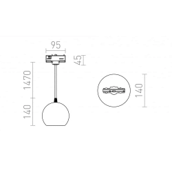 kinkiecik.pl COPA do szyny 1-faz czarna szkło 230V E27 28W R13206 Rendl light studio