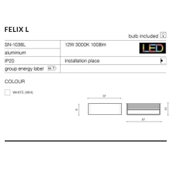 Kinkiet FELIX L WHITE AZ2427 AZZARDO