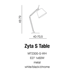 Lampa stołowa ZYTA S TABLE grey AZ1848+AZ2598 śr.20cm AZZARDO