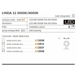 Oprawa stropowa LINDA 12 AZ2236 WH AZZARDO 3000K