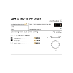 Oprawa podtynkowa Slim 15 Round 3000K IP44 (white) AZ2839 AZZARDO