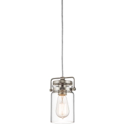 kinkiecik.pl Mała lampa wisząca Brinley – 1 źródło światła – Szczotkowany nikiel KL-BRINLEY-MP-NI Elstead Lighting