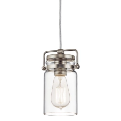 kinkiecik.pl Mała lampa wisząca Brinley – 1 źródło światła – Szczotkowany nikiel KL-BRINLEY-MP-NI Elstead Lighting