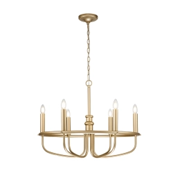 Żyrandol Capitol Hill – 6 źródeł światła – Naturalny mosiądz KL-CAPITOL-HILL6-PNBR Elstead Lighting