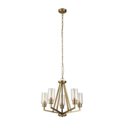 Żyrandol Deryn – 5 źródeł światła – Naturalny mosiądz KL-DERYN5-NBR Elstead Lighting