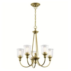 Żyrandol Waverly – 5 źródeł światła – Naturalny mosiądz KL-WAVERLY5-NBR Elstead Lighting