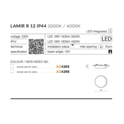 Oprawa podstropowa Lamir R 12 4000K AZ4386 AZZARDO