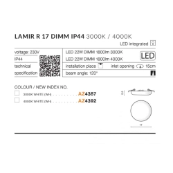 Oprawa podstropowa Lamir R 17 3000K DIMM AZ4387 AZZARDO