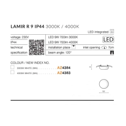 Oprawa podstropowa Lamir R 9 4000K AZ4383 AZZARDO