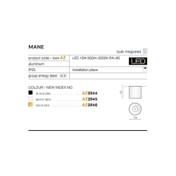 Plafon Mane (black) AZ2844 3000K AZZARDO