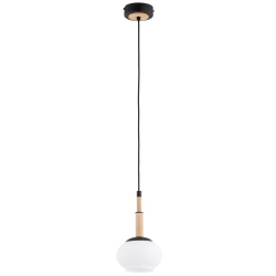 Lampa wisząca Ceres 1xE14 czarna jasne drewno 61521 ALFA