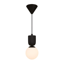 Lampa wisząca Sadie czarna, mleczny klosz 2512603003 Nordlux