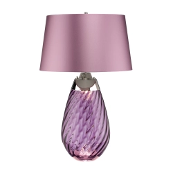 kinkiecik.pl Duża lampa stołowa Lena – 2 źródła światła – Śliwkowe szkło i liliowy abażur LENA-TL-L-PLUM Elstead Lighti