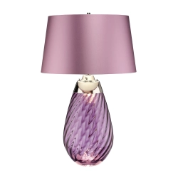 Duża lampa stołowa Lena – 2 źródła światła – Śliwkowe szkło i liliowy abażur LENA-TL-L-PLUM Elstead Lighting