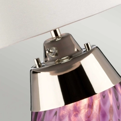kinkiecik.pl Mała lampa stołowa Lena – 2 źródła światła – Śliwkowe szkło i biały abażur LENA-TL-S-PLUM-OWSS Elstead Ligh