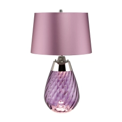 kinkiecik.pl Mała lampa stołowa Lena – 2 źródła światła – Śliwkowe szkło i liliowy abażur LENA-TL-S-PLUM Elstead Lightin