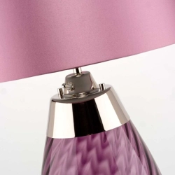 kinkiecik.pl Mała lampa stołowa Lena – 2 źródła światła – Śliwkowe szkło i liliowy abażur LENA-TL-S-PLUM Elstead Lightin