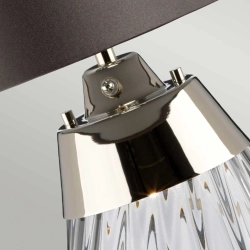 kinkiecik.pl Mała lampa stołowa Lena – 2 źródła światła – Przydymione szkło i szary abażur LENA-TL-S-SMOKE Elstead Light