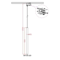 kinkiecik.pl Lampa wisząca czarna do szynoprzewodu LUNGO 1 LP-894/1P BK 3F LIGHT PRESTIGE