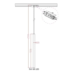 kinkiecik.pl Lampa wisząca czarna do szynoprzewodu LUNGO 1 LP-894/1P BK 1F LIGHT PRESTIGE