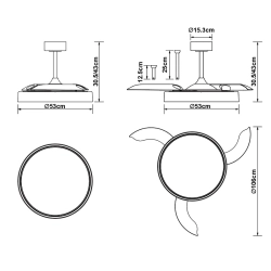 Wentylator sufitowy z oświetleniem GLASS FAN 9525 Mantra LED biały