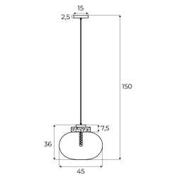 Lampa Wisząca Moonstone Smoke Glass+white Marble P0517 MAXLIGHT