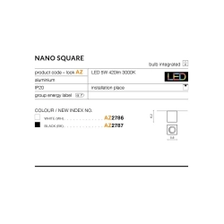 Plafon Nano Square (black) AZ2787 AZZARDO