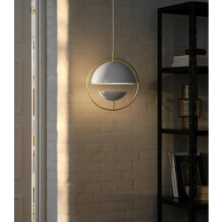 Nowoczesna lampa wisząca Tavia biała, mosiężny pierścień 2412353001 Nordlux
