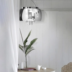 Lampa Szklana Stalowy drobne korale CHIARA 40cm 513DL DOMENO LIGHTING - zdjęcie dodatkowe 1