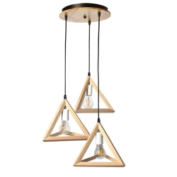Lampa drewniana wisząca 3 x E27 Trójkąty PZE-903 FOSSA 566DL DOMENO LIGHTING - zdjęcie dodatkowe 1