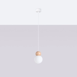 Lampa wisząca PEKKA 1 biała/naturalne drewno SL.1390 SOLLUX LIGHTING