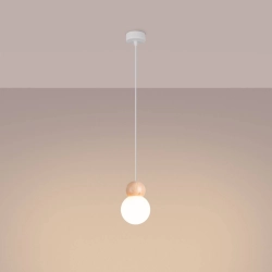 Lampa wisząca PEKKA 1 biała/naturalne drewno SL.1390 SOLLUX LIGHTING