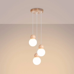 Lampa wisząca PEKKA 3P biała/naturalne drewno SL.1391 SOLLUX LIGHTING