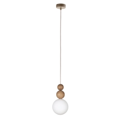 Lampa wisząca biała kula drewno bukowe 41679 RONA 2 jasny brąz Sigma