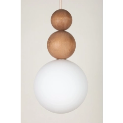 Lampa wisząca biała kula drewno bukowe 41679 RONA 2 jasny brąz Sigma - zdjęcie produktu