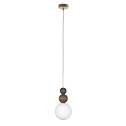 Lampa wisząca biała kula drewno bukowe 41681 RONA 2 ciemny brąz Sigma