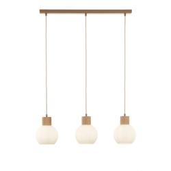 Lampa wisząca biała ryflowana kula drewno bukowe 41845 ALBA 3 prosta Sigma