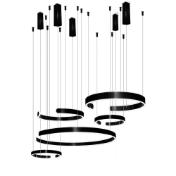 Lampa wisząca czarna 5 okręgów 264W DL-I02 + Pilot LARA 653DL DOMENO LIGHTING - zdjęcie dodatkowe 1