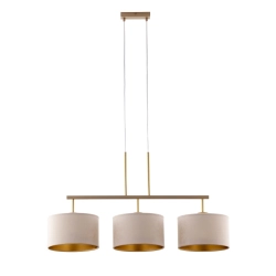 Lampa wisząca z abażurami welur MARII 3 zwis ciepły beż złoty 41839 Sigma - zdjęcie produktu