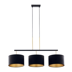 Lampa wisząca z abażurami welur MARII 3 zwis czarno złota 41836 Sigma - zdjęcie produktu