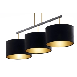 Lampa wisząca z abażurami welur MARII 3 zwis czarno złota 41836 Sigma