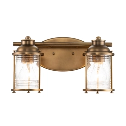 kinkiecik.pl Kinkiet Ashlandbay – 2 źródła światła – Naturalny mosiądz QN-ASHLANDBAY2-NBR-BATH Elstead Lighting