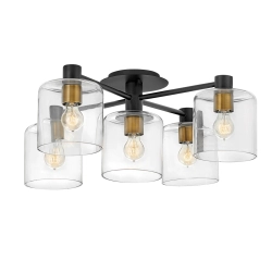 kinkiecik.pl Półplafon Axel – 5 źródeł światła – Czarny/ Stary mosiądz QN-AXEL5-BK Elstead Lighting