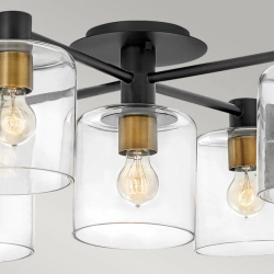 Półplafon Axel – 5 źródeł światła – Czarny/ Stary mosiądz QN-AXEL5-BK Elstead Lighting