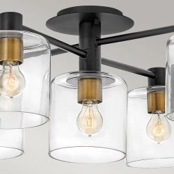 Półplafon Axel – 7 źródeł światła – Czarny/ Stary mosiądz QN-AXEL7-BK Elstead Lighting