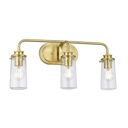 kinkiecik.pl Kinkiet Braelyn – 3 źródła światła – Szczotkowany mosiądz QN-BRAELYN3-BB Elstead Lighting
