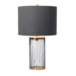 Lampa stołowa Reno – 1 źródło światła – Przydymione szkło/ Stary mosiądz QN-RENO-SMOKE-AB Elstead Lighting