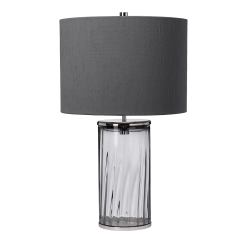 kinkiecik.pl Lampa stołowa Reno – 1 źródło światła – Dymione szkło/ Polerowany nikiel QN-RENO-SMOKE-PN Elstead Lighting